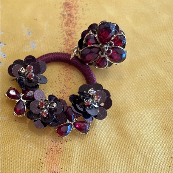 Francescas Burgundy Flower Party Earrings - Picture 3 of 5